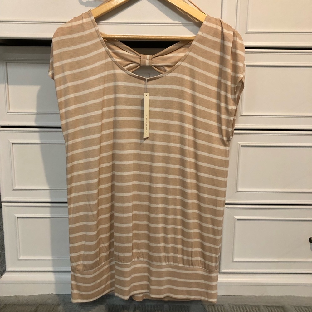 Women’s Lauren Conrad Vanilla Crème Bow Back Knit Top Shirt Large NWT